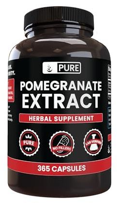 PURE ORIGINAL INGREDIENTS Pomegranate Extract (365 Capsules) No Magnesium Or Rice Fillers, Always Pure, Lab Verified