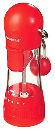 Kochblume Gewürzmühle mit Silikon-Auffangkappe | ergonomische Hebelfunktion | Keramikmahlwerk | 5 verschiedene Mahlgrade | Füllkappe und Silikonfuß | Farbe: rot