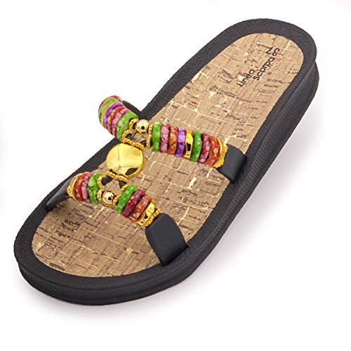 Linea Scarpa Badeschuhe Damen - Rhodos - Badepantolette Frauen mit H-Oberteil - fällt klein aus, schwarz, 38