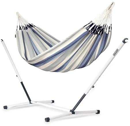 LA SIESTA® - Brisa - Klassische Doppel + Stahl-Gestell Hängematte, handgefertigt in Kolumbien, mit 160 cm Breite für entspannte Momente drinnen und draußen. (Sea Salt)