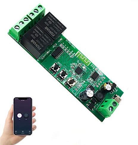 Newgoal Módulo de relé de interruptor inteligente WiFi de 2 canales, la aplicación TUYA/Smart Life se utiliza para el control remoto del hogar inteligente, el tiempo instantáneo es ajustable