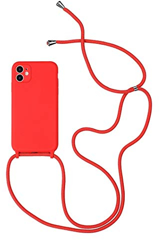 Jacyren Handykette kompatibel mit iPhone 8/7/ SE (2020), Hülle iPhone 7 mit Umhängeband Silikon Handyhülle Case mit Kette zum umhängen, Necklace Hülle mit Band Schutzhülle für iPhone 7, Rot