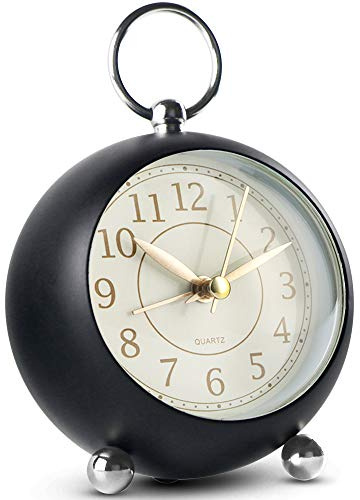 Neucox Silent Bedside Clocks Battery Operated Non Ticking Desk Clock Analogue Alarm Clock Bedroom Retro Alarm Clock Simple Loud Vintage Alarm Clocks with Light Large Display for Heavy Sleepers Office