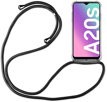 Hülle Kompatibel mit Samsung Galaxy A20s | Handykette Smartphone Halskette Hülle mit Band | Handyhülle mit Kordel zum Umhängen Kompatibel für Galaxy A20s | Schwarz
