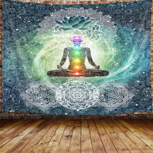 Chakra-Wandteppich, 7 Chakra-Yoga-Meditation, Zen-Dekor, kleiner Wandteppich für Schlafzimmer, Hippie, Lotus, spirituelle Wandteppiche, Poster, Stranddecke, Studentenwohnheim, Zuhause (60 B x 40 H)