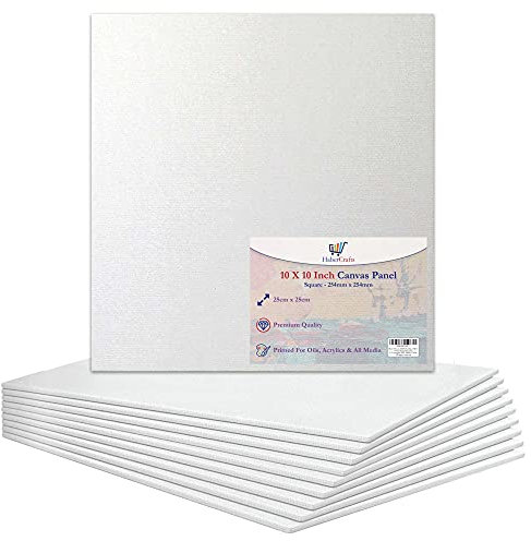 Leinwandpaneel, 25 x 25 cm, blanko, grundiert, Künstlertafeln, 100% Baumwolle für Ölfarbe, Acrylmalerei, gemischte Medien, weiße Leinwände, Malpaneel (25 x 25 cm) – 10 Tafeln