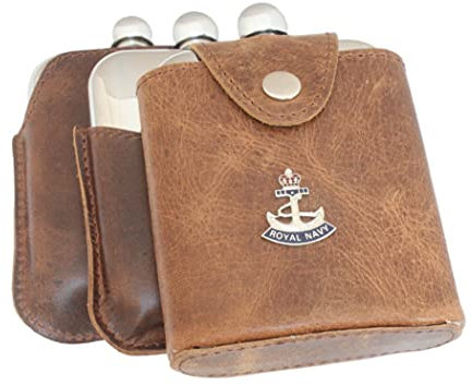 Royal Navy Crown and Anchor Fastening Jacket 6oz Stainless Steel Hip Flask & Free Engraving ME1