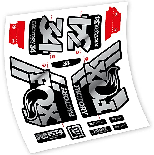 Aufkleber aus Vinyl, selbstklebend, Fox 34 2018, Gabel (Chrome Silver)