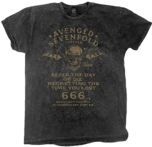 Avenged Sevenfold Unisex T Shirt Seize The Day Band Logo Official Unisex Dip Dye Black T-Shirt, Black,