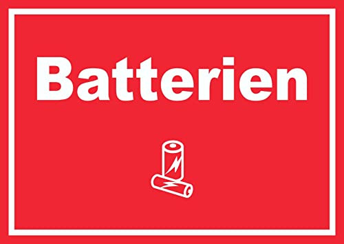 HB-Druck Batterien Mülltrennung Schild Text Symbol AA AAA waagerecht A4 Rückseite selbstklebend