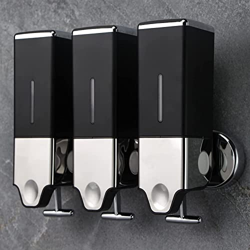 Manual Presshead Wall Mounted Soap Dispenser, Shower and Lotion Dispenser for Home, Bathroom, Kitchen, Hotels, Restaurants (Black, 1500ml)