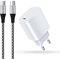 20W USB C Ladegerät Ladekabel für Samsung Galaxy Z Flip 6/Z Flip 5/Z Flip 4/A16 5G/A15/A55/A35/A14/A54/A34/S25/S24/S23/S22/S21, USB C Netzteil Schnellladegerät Handy Adapter mit USB C Schnellladekabel