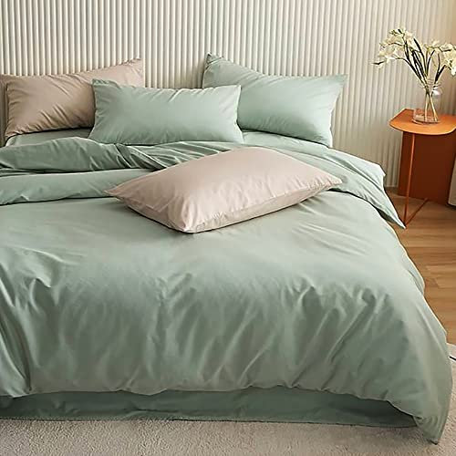 AShanlan Bettwäsche Set 140x200 cm Hellgrün Uni Einfarbig Bettbezug mit Kissenbezug 70x90 cm 100% Weiche und Angenehme Mikrofaser Grün Bettwäsche mit Reißverschluss für Einzelbett