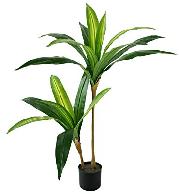 47 Inch Artificial Tree Plants Fake Faux Plant Decor in Plastic Pot Green Simulation Brazil Iron Dragon Iron Tree Dragon Blood Tree Simulation Plant Pot Planting