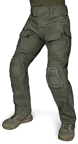 IDOGEAR Herren Kampfhose G3 Taktische Hose mit Knieschützern für Militärjagd Angeln Outdoor Cargohose Multitaschen Verstellbar (Ranger Green, 38W x 33L)