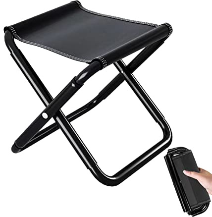 Jomewory Tragbarer Klapphocker, Robuster Campingstuhl mit Tragetasche, Halterung aus Aluminiumlegierung, Leichter Sitzhocker für Outdoor, Reisen, Wandern, Grillen,