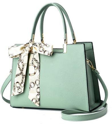 NICOLE & DORIS Elegante Handtaschen Damen Shopper Schultertasche Tote Handtasche PU Leder Mittelgroß Tasche mit Griff Frauen Umhängetasche mit DREI Fächern Grün