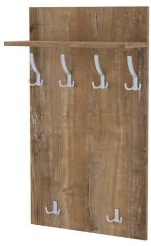 AKKE Garderobenpaneel Wandgarderobe Mit Ablage Wandpaneel Garderobe PVC Maxi Sonoma 100cm x 60 cm