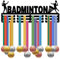 CREATCABIN Badminton Medaillenhalter Aufhänger Sport Medaillenaufhänger Rack Schwarzes Metall Eisen Rennen Medaillenständer Rahmen Wandmontage Über 60 Medaillen Für Sportler Medaillengewinner 40x15cm