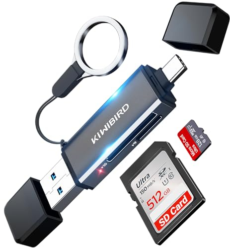 KiWiBiRD USB C SD Card Reader, Micro SD to USB 3.0 Type C OTG Adapter for SDXC SDHC Micro SDHC/SDXC UHS-I Cards Compatible with iPhone 15 Plus Pro Max MacBook Air Pro iPad iMac Galaxy S24 S23 Android