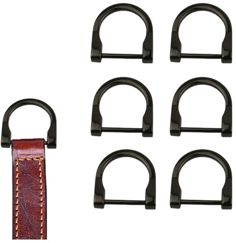 Spldsun 6 Stück D-Ring Schnallen Rucksack, d ring mit schraube, Zubehör-Ersatz für Handtaschen, Umhängetaschen, Laptoptaschen, Schlüsselanhänger (37 mm, Pistole schwarz)