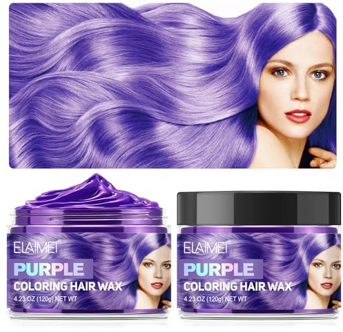 Hair Colour Cera, Cera Temporanea per Capelli, gel colorato per capelli Uomo e Donna Lavabile, Crema Acconciatura Temporanea, acconciatura opaca naturale per la festa Halloween (#04-Viola)