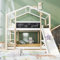 KOMHTOM Superposé Lit Cabane avec Toboggan et Échelle Lit Surélevé avec Clôture de Sécurité, Cadre de lit, Sommier à Lattes en Bois(sans Matelas, 90x200CM)(C)