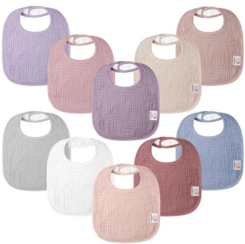 Bearmoss Lätzchen Baby Dreieckstuch Baby Musselin Halstuch Baby für Junge und Mädchen,100% Baumwolle Halstuch Baby Verstellbare 8 Stück (Rosa Lila)