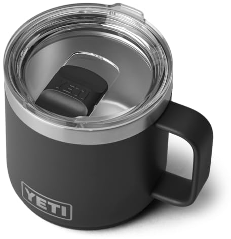 YETI Rambler Mug, Vacuum Insulated Stainless Steel Stackable Mug with Magslider Lid, Black, 14 oz (414 ml)