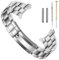 SINAIKE 22mm Uhr Armband für Männer Schraub-In Edelstahl Uhr Armband Metall Armbänder mit Gebogenen Enden Oyster Stil Schnalle Silber