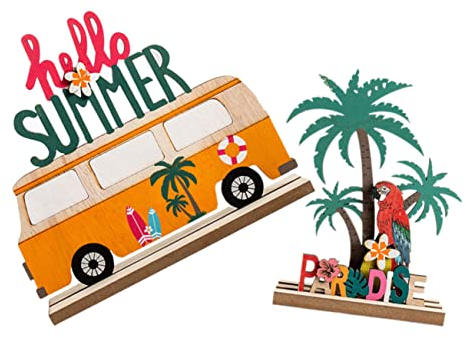 STOBAZA Hawaiian Decor Tisch Mittelstück Holz Zeichen für Tropischen Tisch Hawaiian Tisch Dekorationen Tropischen Tisch Mittelstück Tisch Schmuck