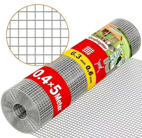 Amagabeli Rat Proof Rodent Mesh Roll 6x6mm Holes, 0.4M x 5M Galvanized Steel Wire Mesh - Vegetables Garden Rabbit Fencing, Snake Fence, Chicken Gopher Racoons Critters Block Rats, & Small Animals