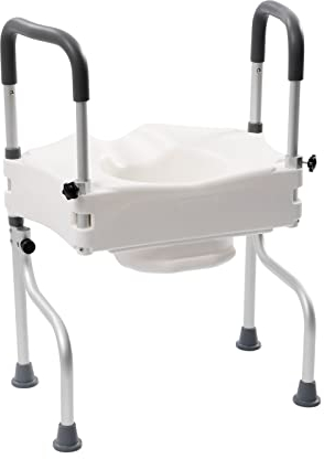 Konfiur Asiento elevador de inodoro con reposabrazos de 11 cm, elevador de asiento de inodoro para adultos, asiento elevado, asiento elevador para personas mayores discapacitados, color blanco