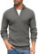 COOFANDY Sweater Men Quarter Zip Jumper 1/4 Zip Turtleneck Sweater Long Sleeve Warm Winter Jumper Polo Neck Jumpers Turtle Neck Tops Mock Neck Pullover Dark Gray 3XL
