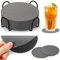Cokaca Lot de 12 Dessous de Verre avec Support - Dessous de Verre Double Face - en Cuir synthétique - Aspect Cuir - Gris