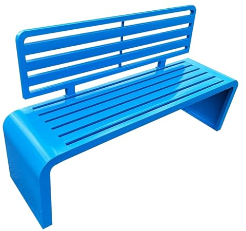 Sljovexity Metallbank Garten Wetterfest, Sitzbank Mit Lehne, Friesenbank Blau 120cm, 2-Sitzer Parkbank Stahlbeinen, Balkonbanks Strapazierfähig, Outdoor Bank Für Wintergarten, Terrasse, Garten
