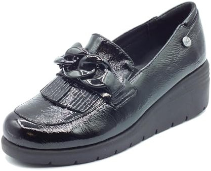 Melluso K55272W Nero Mocassini per Donna in Pelle Verniciata con Zeppa Alta (Taglia 39)