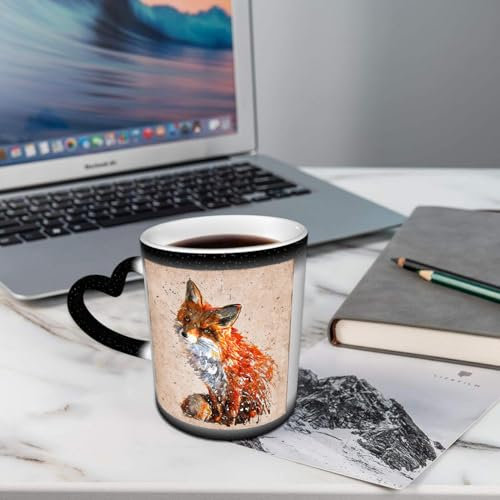AELKSP Ceramic,Fox,Coffee Mug Color Changing Mug Hot Heat Changing Mug Hot Heat Sensitive Mug Coffee Mug Tea Mug Drink Cup Milk Mug