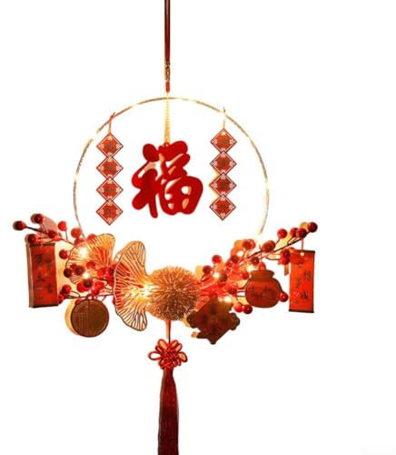 Lampe à suspension pour le Nouvel An chinois 2024, motif bénédiction, décoration du Nouvel An lunaire (E)