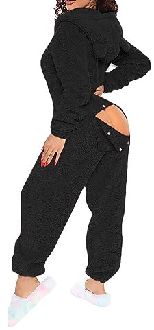 Pigiama Donna Aperto Dietro Pigiami Pile Donna Pigiama Sexy Hot Pajamas Da Casa Tuta Da Pigiama Comodo Pigiama Con Cappuccio Pigiama Intero Con Cappuccio Leggero Pigiama Invernale Taglie Forti
