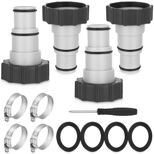 4PCS Adaptador Manguera Piscina, Adaptador para Piscina Intex, Adaptador Manguera Piscina Ø 32 y 38 mm, Adaptador Manguera Piscina, Adaptador Manguera Bomba