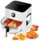 Friteuse à air chaud, 6 l, 1300 W, avec fenêtre de visualisation à 360°, écran tactile, amovible, 6 fonctions de cuisson, sans huile, économe en énergie, sans BPA