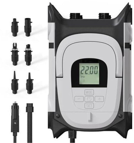 Ohulelks Paddle Board Pump for Inflating SUP and Boat Dual Motor, Portable Electric Air Pump with DC 12V Car Power Connector