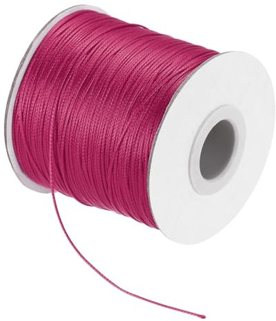sourcing map Waxed Cord 0.5mm Waxed Polyester Cord 175 Yard Wax String for Bracelet Making, Necklaces, Beading, Jewelry Making and DIY Crafts(Dark Rose Red)