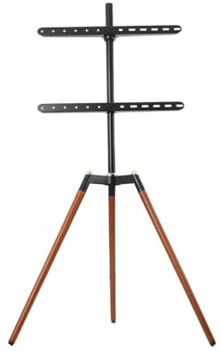 Cozyel Design Support TV sur Pied pour TV de 32-65 Pouces Capacité de Charge 32 kg, Trépied TV Support pour téléviseur, Support Télé en Bois Pivotant et Hauteur Réglable, VESA 100x100-400x400mm, Noir