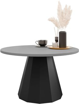 Mirjan24 Couchtisch Elskin, Runde Form, Gestell aus Stahl, Kaffeetisch, Wohnzimmertische, Beistelltisch, Sofatisch, Teetisch (Schwarz/Hellgrau)