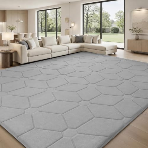 Treeboy Teppich Wohnzimmer Groß 120x160 cm Teppiche Grau Flauschiger Weich | Moderne Waschbarer Teppiche Kurzflor Wohnzimmerteppich Rutschmatte waschbar Für Schlafzimmer Kinderzimmer, Büro Carpet Gegend