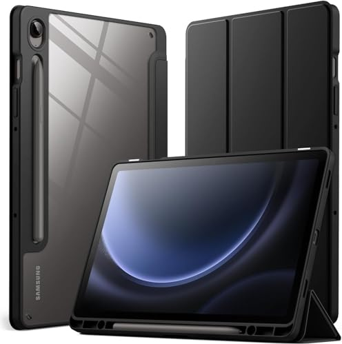 TXWLLIU Hülle für Samsung Galaxy Tab S10 Lite/S10 FE/S9 FE 10.9 Zoll & S9 11 Zoll mit S Pen-Halter, Dreifach Faltbarer Ständer, Automatisches Aufwachen/Schlafen, Schwarz