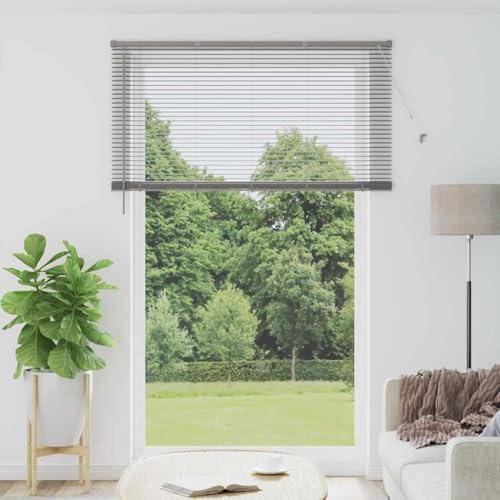 Doppelrollo, Fenster Jalousien Innen, Fensterjalousie mit Vorhängen Silber Aluminium Zu Schlafzimmer Esszimmer Büro Wohnzimmer Küche