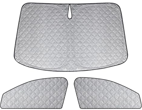 Parasol para Parabrisas Compatible con Peugeot 5008 P87 2017-2024, Juego de Protector de Parabrisas, Juego de Ventana de Persiana Térmica Interior con Bolsa Almacenamiento - 3 Piezas